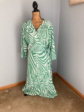Asos Zack Curve Wrap Dress in Mint Zebra Print Women Size 20